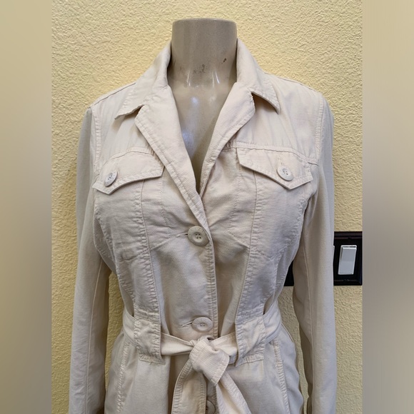 VTG Krizia Jeans Size US 8 Cream Color Single Breasted Trench Coat - Picture 3 of 12